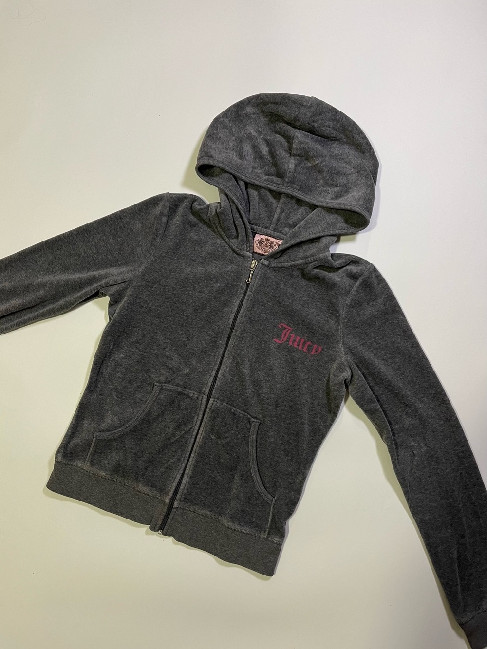 y2k juicy couture gray velour zip up
